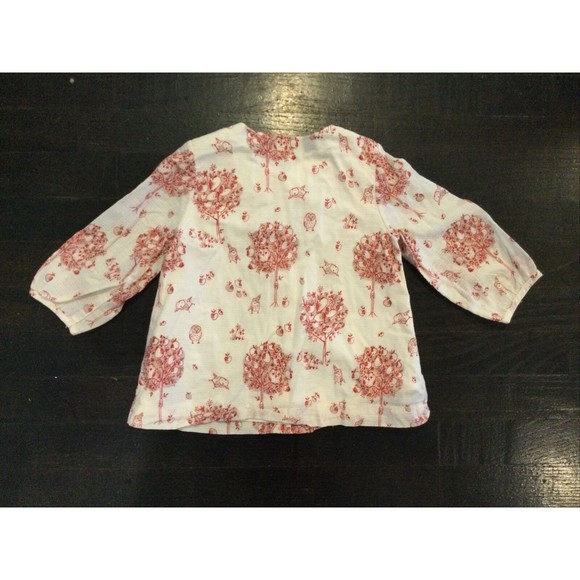 Baby Gap Owl Tree Shirt Jacket Button Front Toddler Size 5 Years Lined Red - Picture 3 of 3